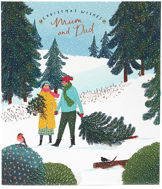 Mum and Dad Christmas Card Beautiful Festive Scenery Design 