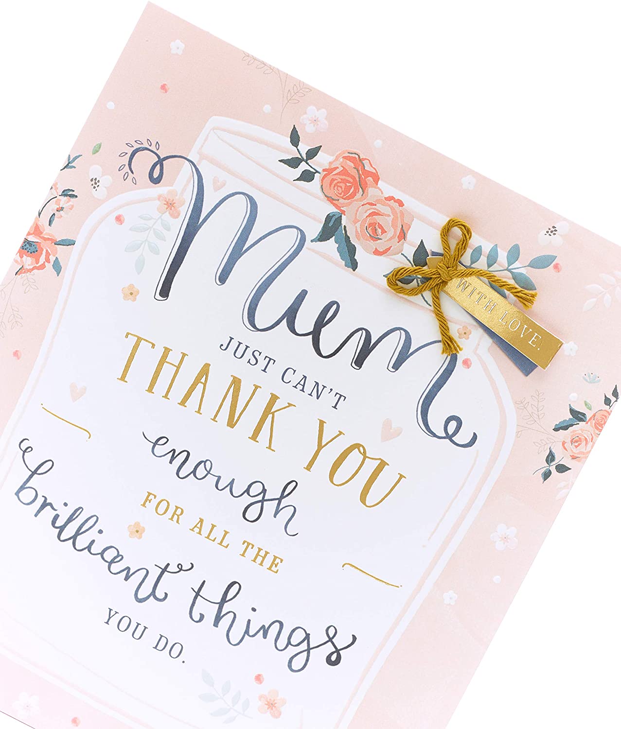Thank You Mum Soft Pink Design Mother's Day Card