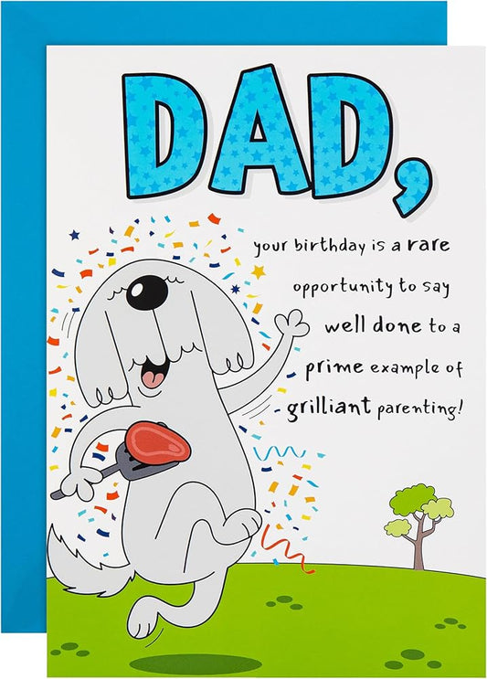 Dog Illustration Pop Up Design Funny Dad Birthday Card