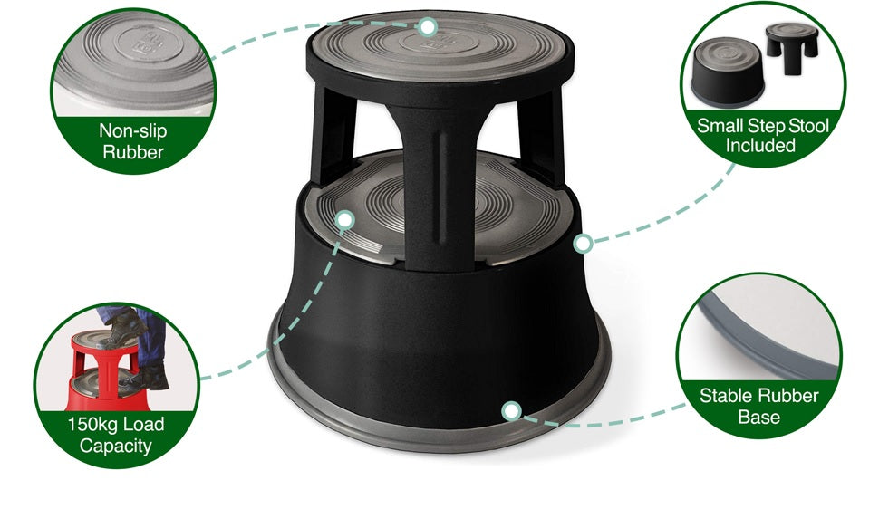 Q-Connect Metal Step Stool Black KF04845