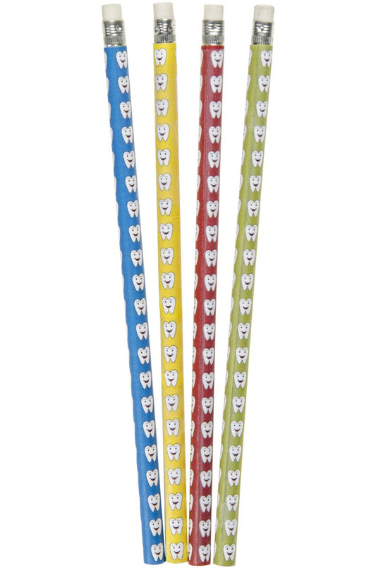 Pack of 12 Tooth Design Pencils with Eraser