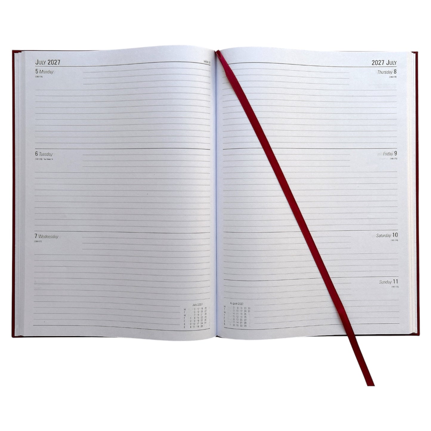 Janrax 2027 A4 Week To View Burgundy Desk Diary