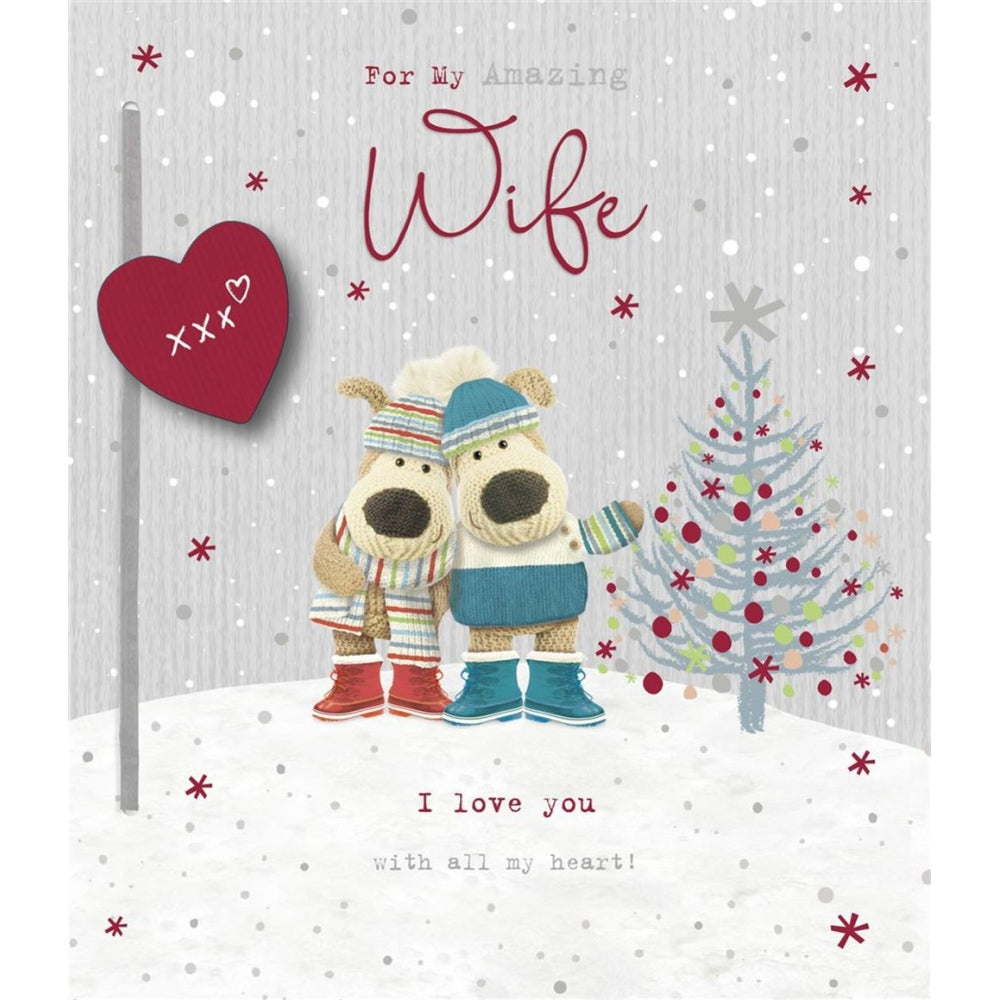 Boofles Standing Near Xmas Tree Wife Christmas Card