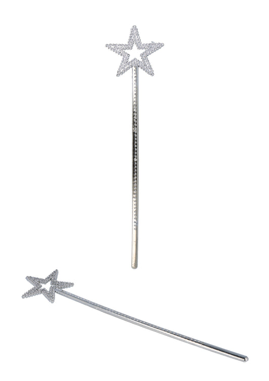 Pack of 10 35cm Silver Star Wand Fancy Dress Accessory