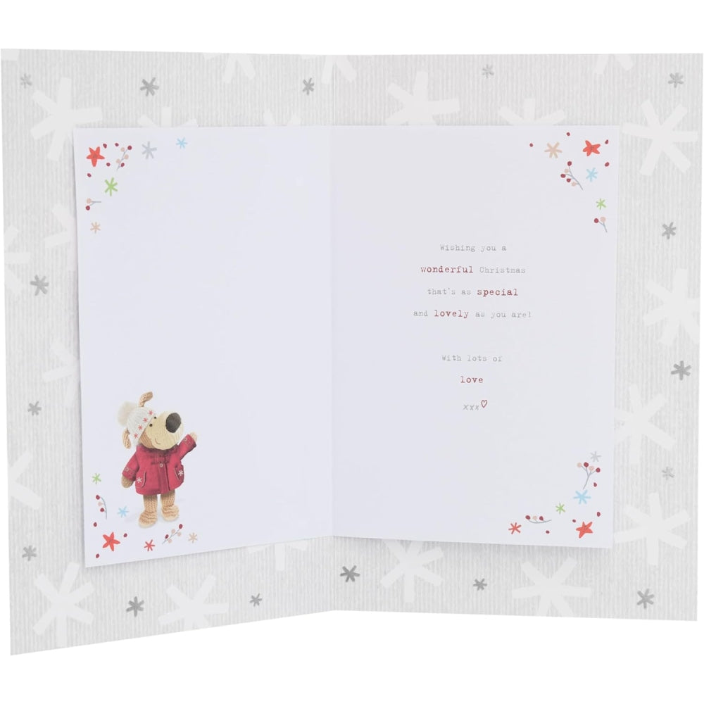 Boofle With Flowers Mum Christmas Card