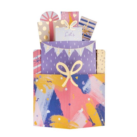 3D Pop-Up Pink Stack of Presents Design Birthday Card