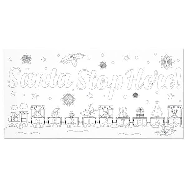 Colour My Christmas Edition Santa Stop Here Design Canvas 150 x 300mm by Icon Art