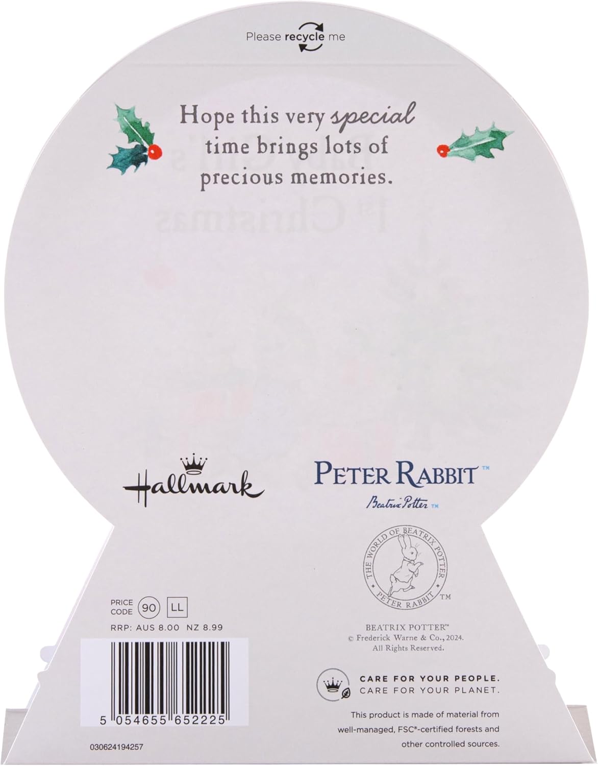 Peter Rabbit Baby Girl's First Christmas Card