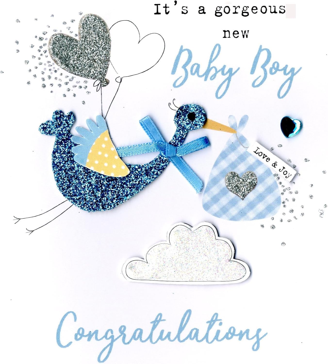 Blue Stork New Baby Boy Congratulations Card