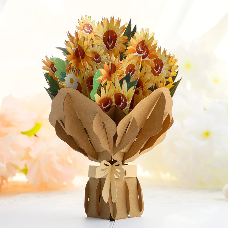 Bouquet of Sunflowers 3D Pop Up Greeting Card - Mother's Day Wedding Anniversary