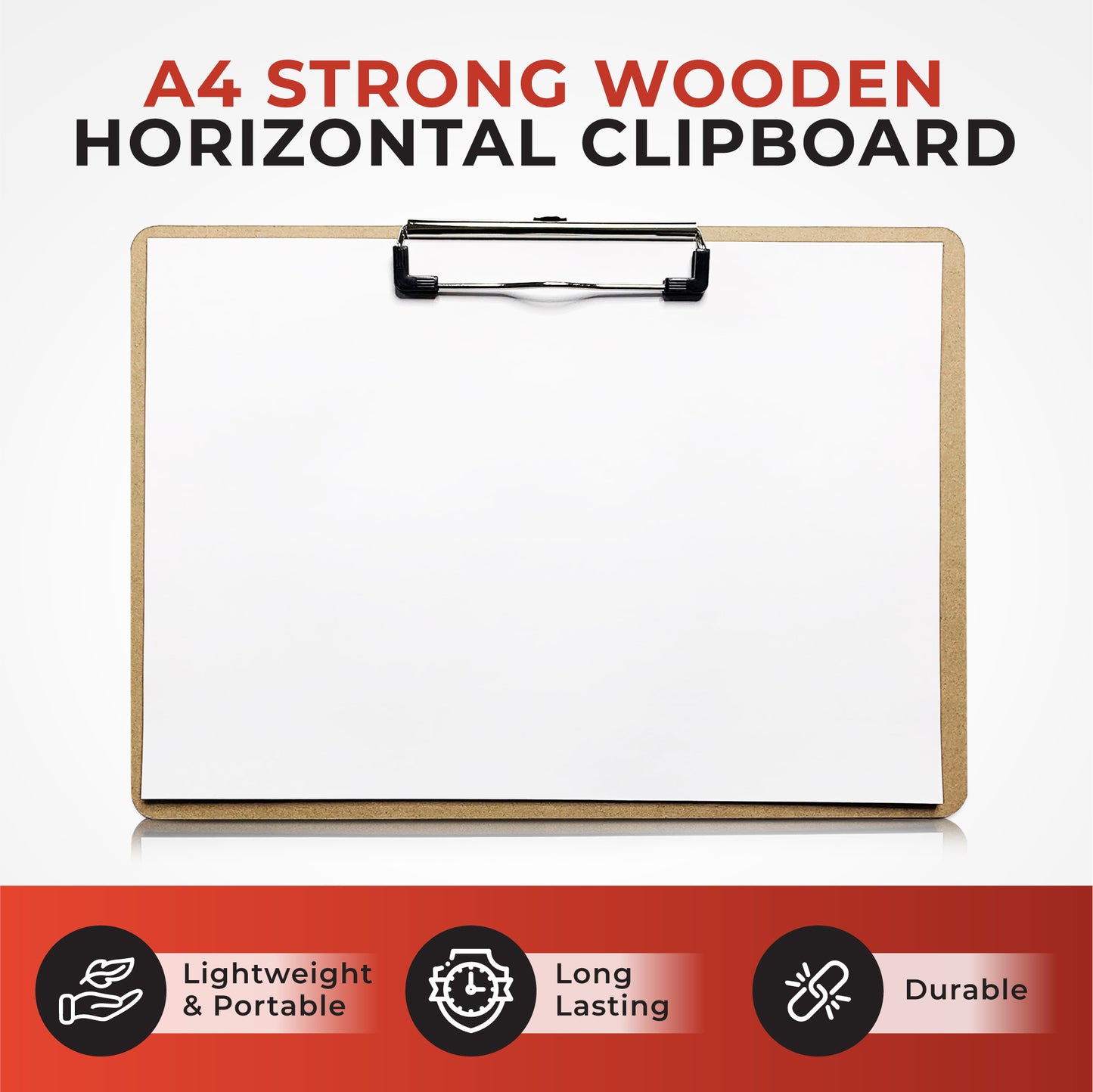 Pack of 12 A4 Wooden Horizontal Clipboards by Janrax