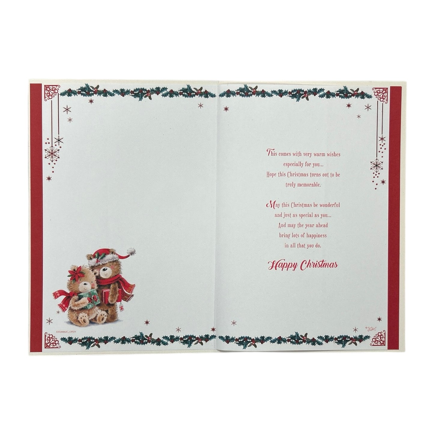 To Both of You Bears With Gift Beautiful Red Christmas Card