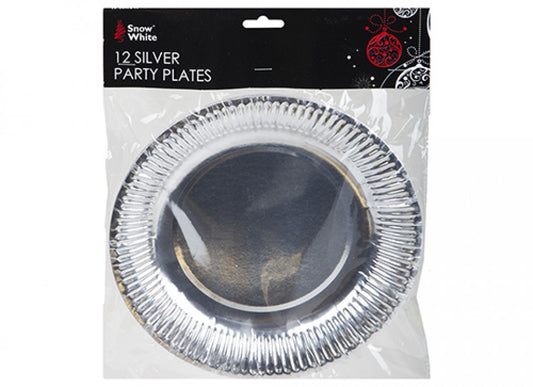 Pack of 12 Silver Plated 9" Paper Plates