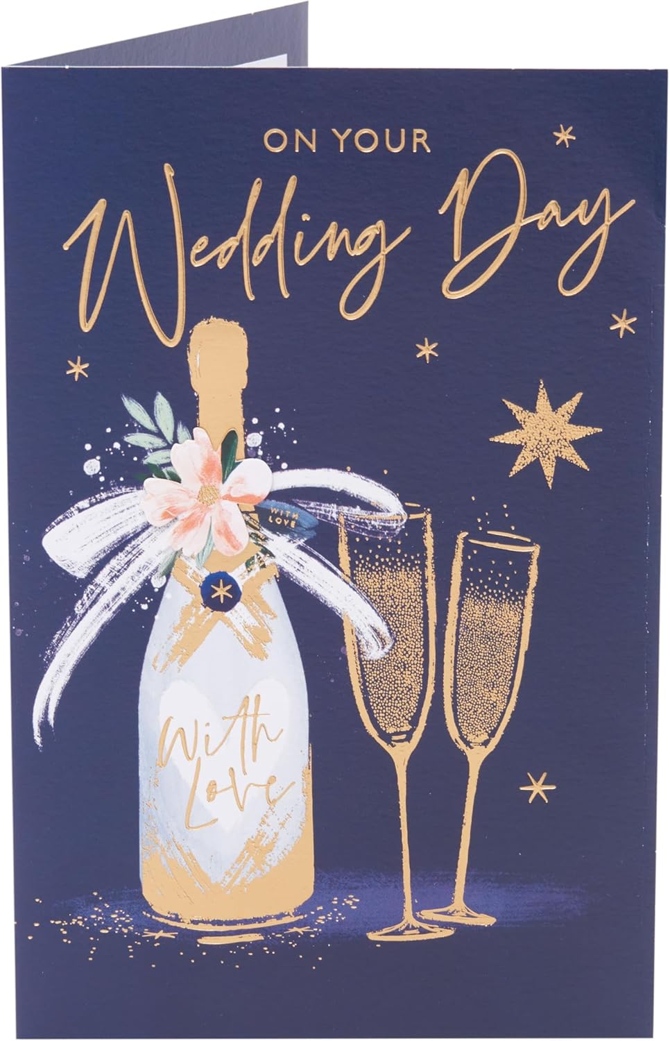Blue & Gold Design Wedding Day Congratulations Card
