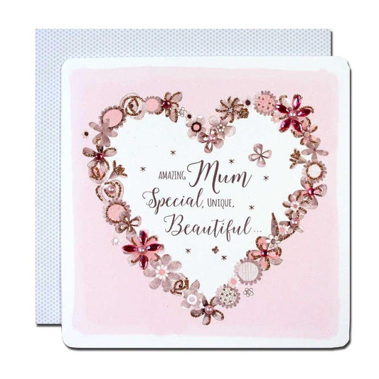 Amazing Mum Handmade Crystals & Glitter Luxury Mother's Day Card