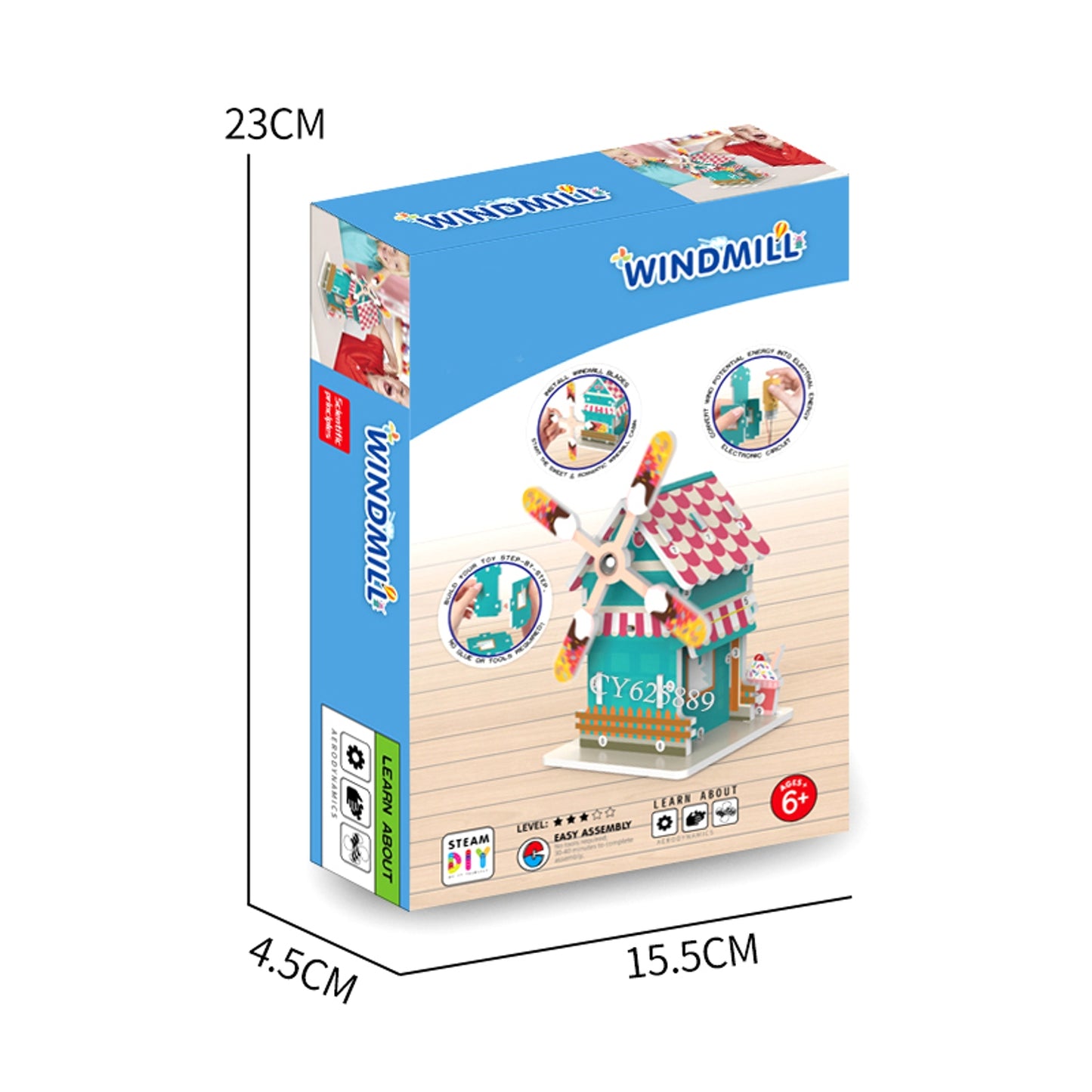 Windmill DIY Mechanical House Stem Toy with Instruction Book
