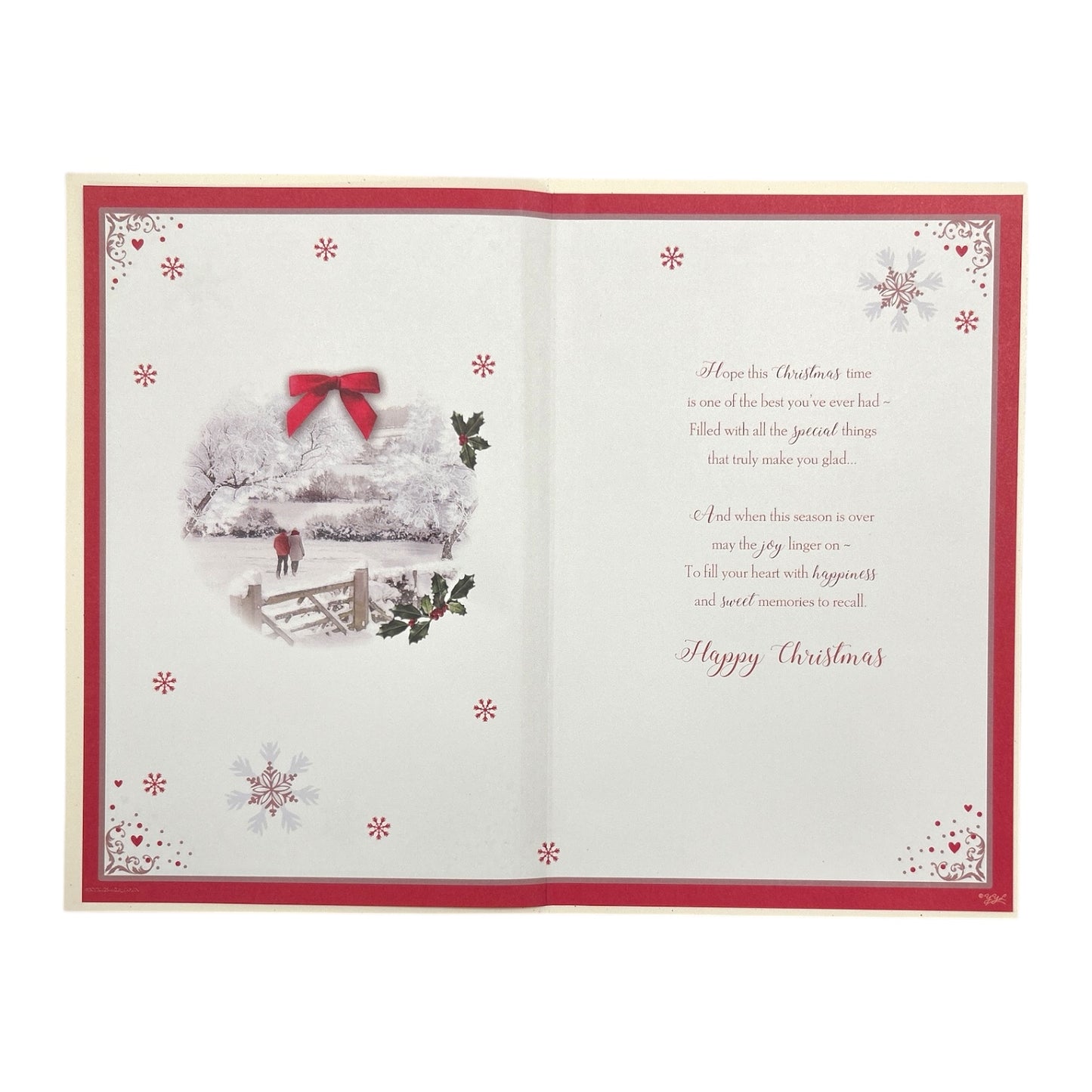 For a Dear Granddaughter and Partner Couple Walking in Winter Wonderland Design Christmas Card