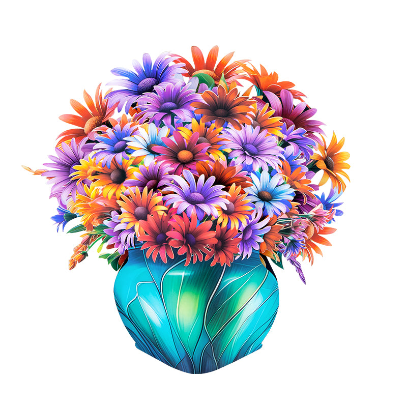 Daisy Delight Vibrant 3D Pop Up Flower Vase Greeting Card - Birthday Anniversary Mother's Valentine's Day