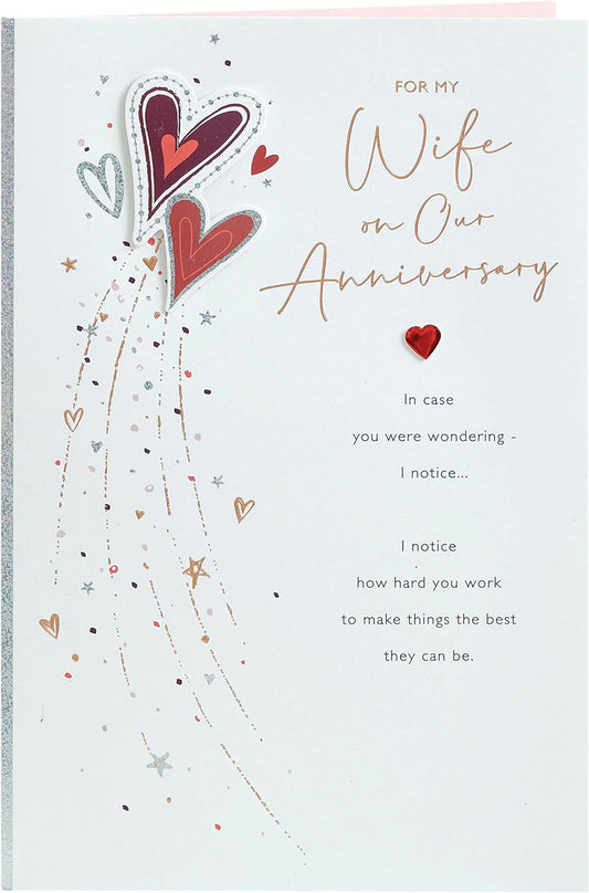 Red Hearts Design Wife Wedding Anniversary Card
