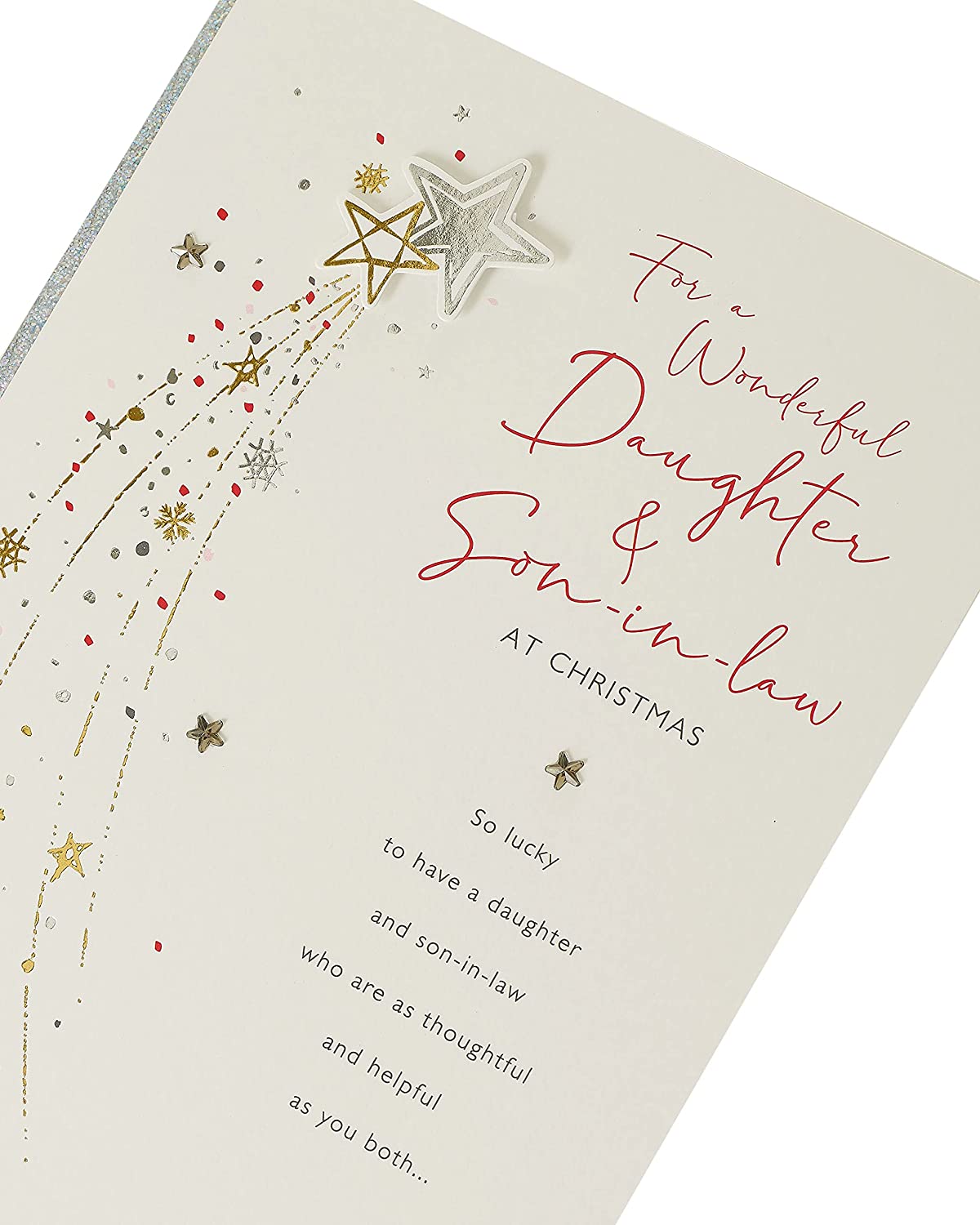 Daughter & Son-in-Law Christmas Card Starburst Dual Stars Design 