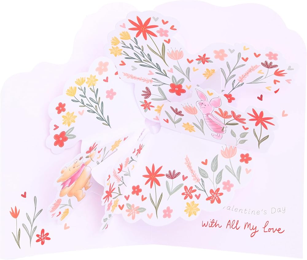 Winnie The Pooh with Bouquet Design Wife Valentine's Day Card