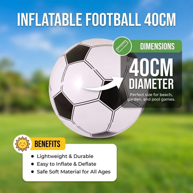 Inflatable Football 40cm - Kids Beach Day Summer Fun Small Football Playground Game Garden Paddling Pool