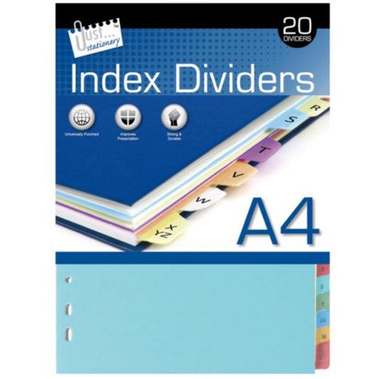 Pack of 20 A-Z A4 Paper Index Dividers