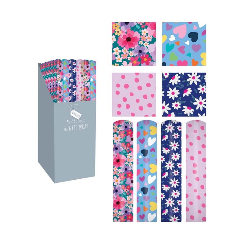 Single 3 Metre Female Design Gift Wrap Roll