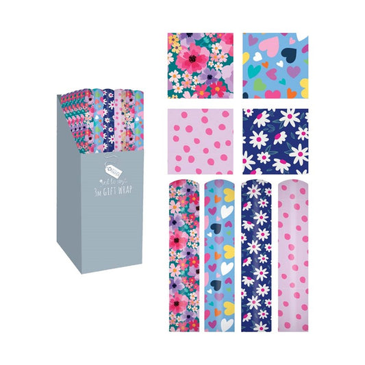 Single 3 Metre Female Design Gift Wrap Roll