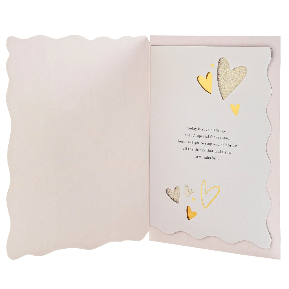 Gold foil Hearts Design & Heartfelt Verse Wife Birthday Card