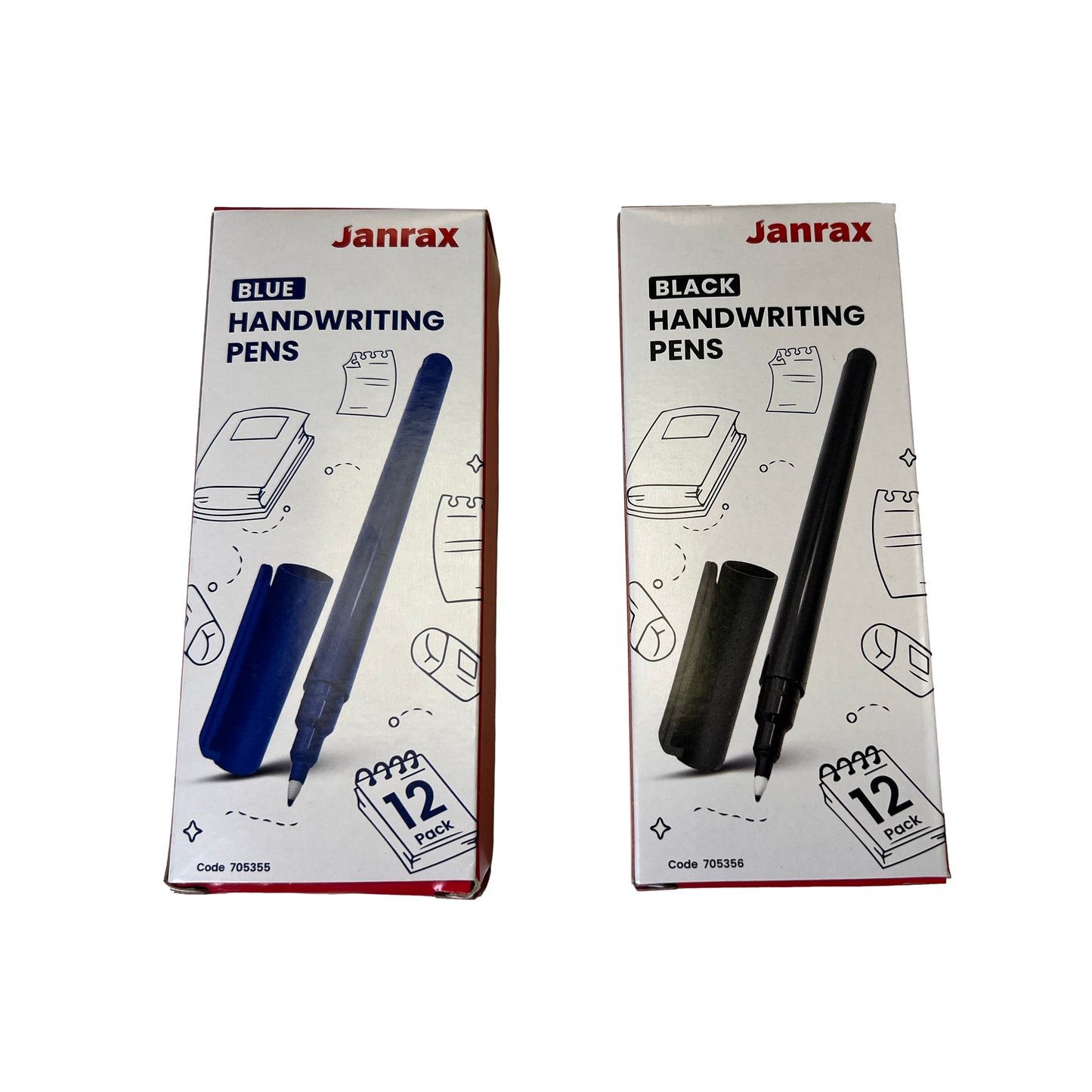 Pack of 12 Black Handwriting Pens by Janrax