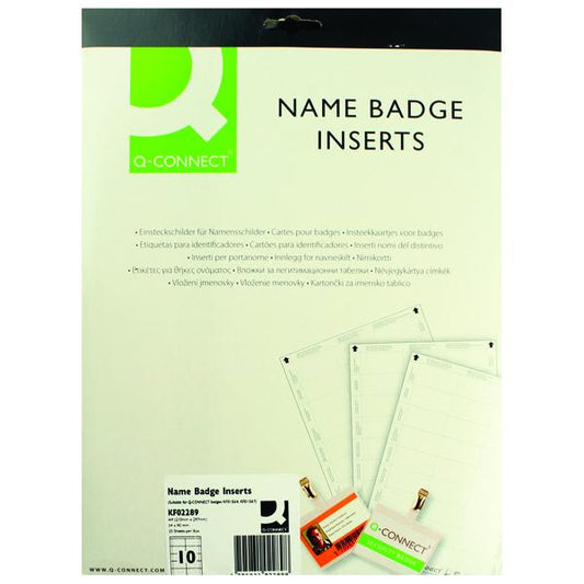 Pack of 25 54x90mm 10 Per Sheet Name Badge Inserts