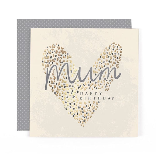 Heart Design Contemporary Luxury Foiled Mum Birthday Card