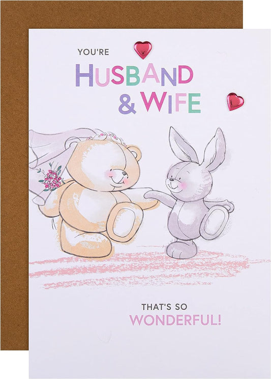 Cute Forever Friends Design Wedding Congratulations Card for Husband and Wife 