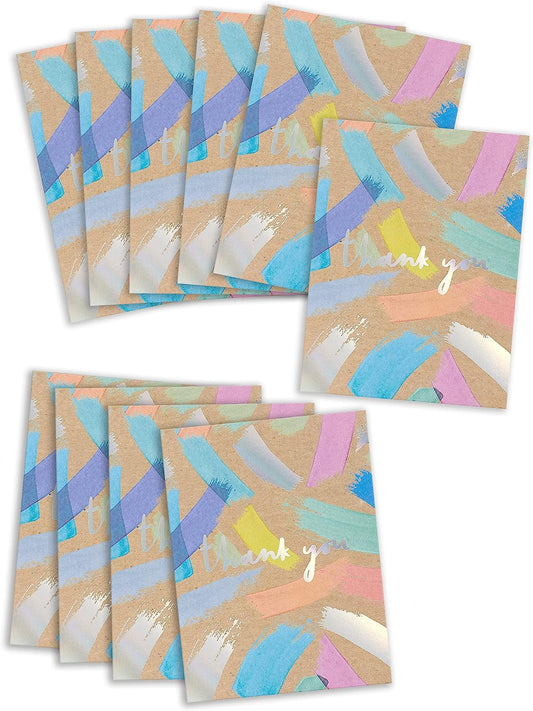 Bright Holographic Design Multipack of 10 Blank Thank You Cards With Envelopes 