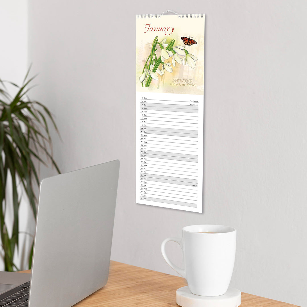 Slim Month To View Calendar 2026 – Photographic Cats – 143mm x 417mm