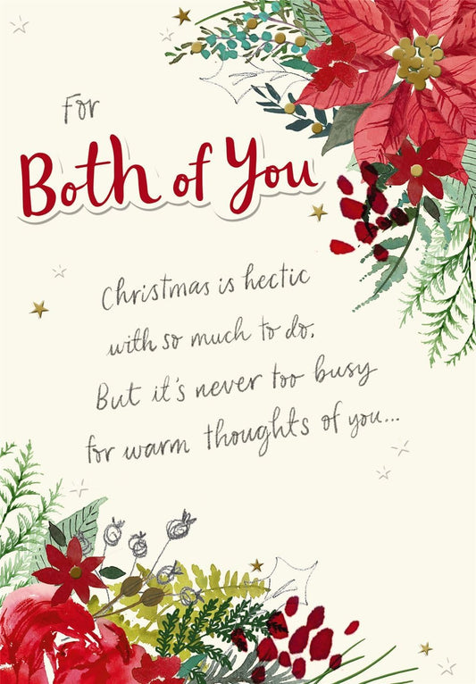 Floral Design Warm Thoughts Message For Both Of You Christmas Card
