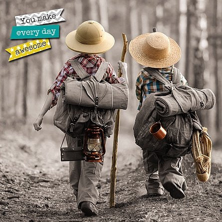 Young at Heart 3D Holographic Card Boys Hiking