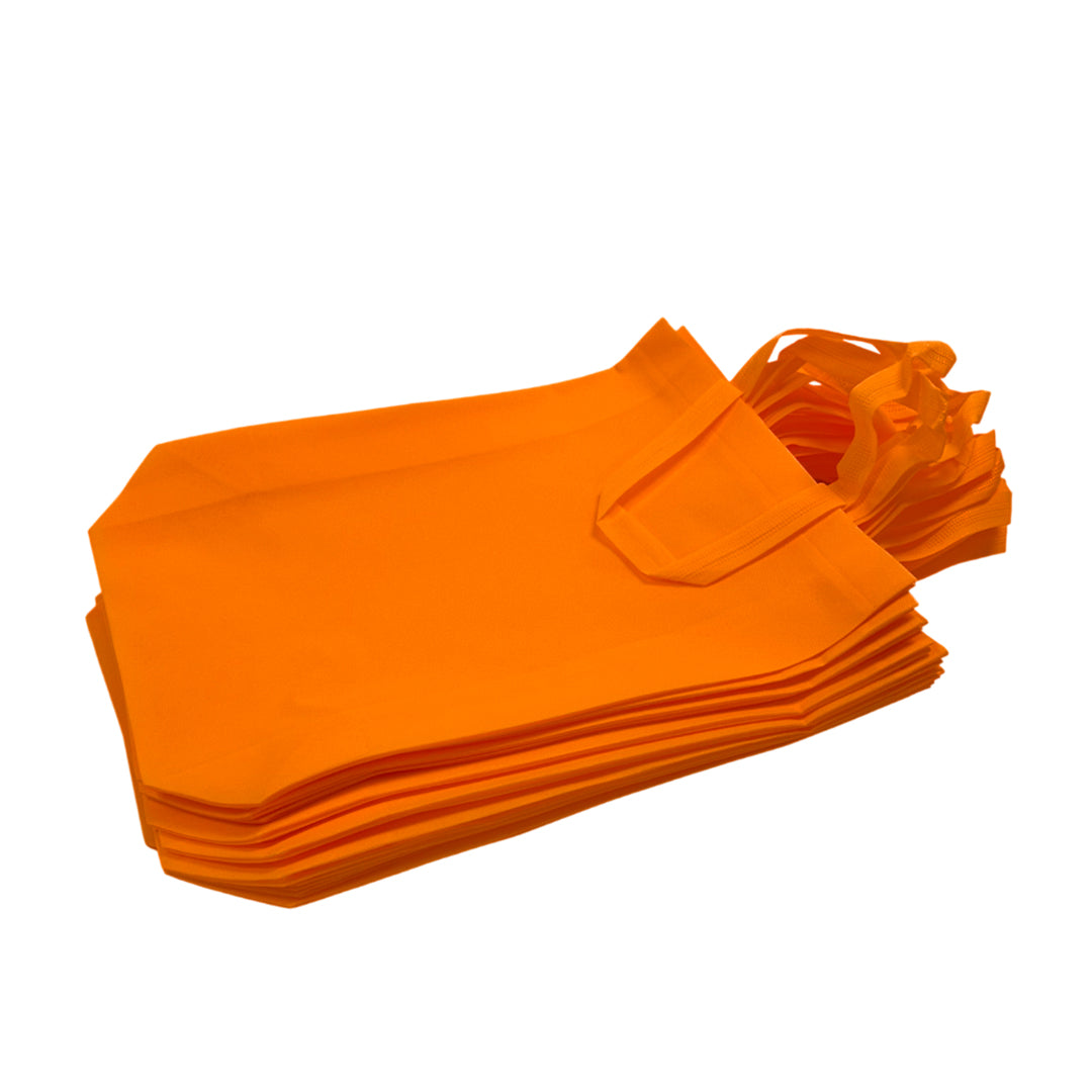 Pack of 50 Orange Coloured 25x35x10cm Non-Woven Bags with Handle