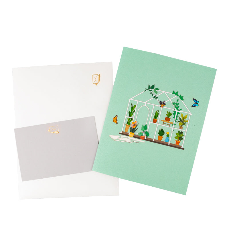 Blooming Haven Botanical 3D Greenhouse 3D Pop Up Greeting Card