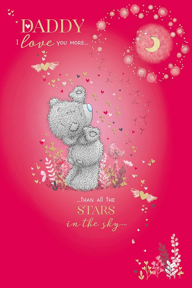 Bear Looking Up At The Moon Daddy Valentine's Day Card