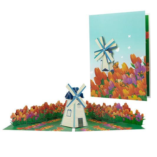 Tulip Breeze 3D Windmill 3D Pop Up Greeting Card