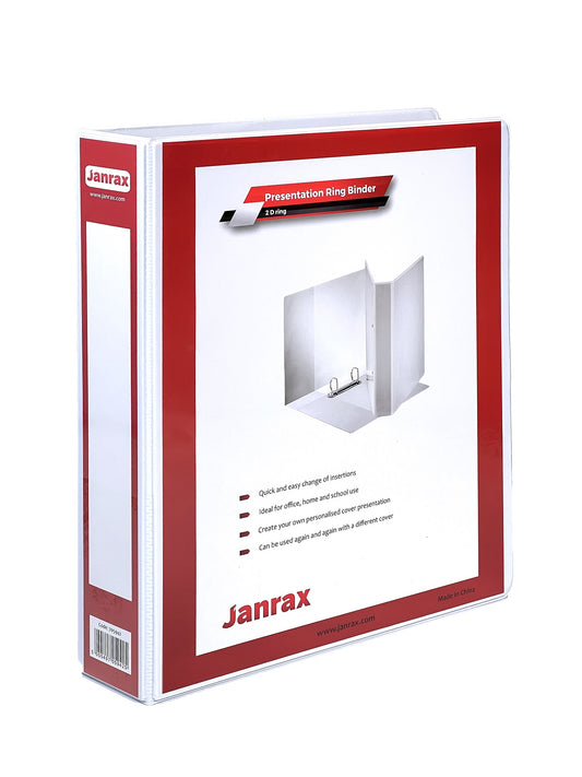 Pack of 6 A4 White 2.5” (63mm) Presentation 2D Ring Binders with Fully Customisable Covers