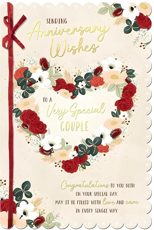 Floral Heart Design Special Couple Anniversary Card