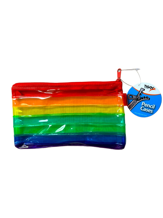 Pack of 15 Rainbow Coloured Flat 8x4" Pencil Case - Zippy Bag