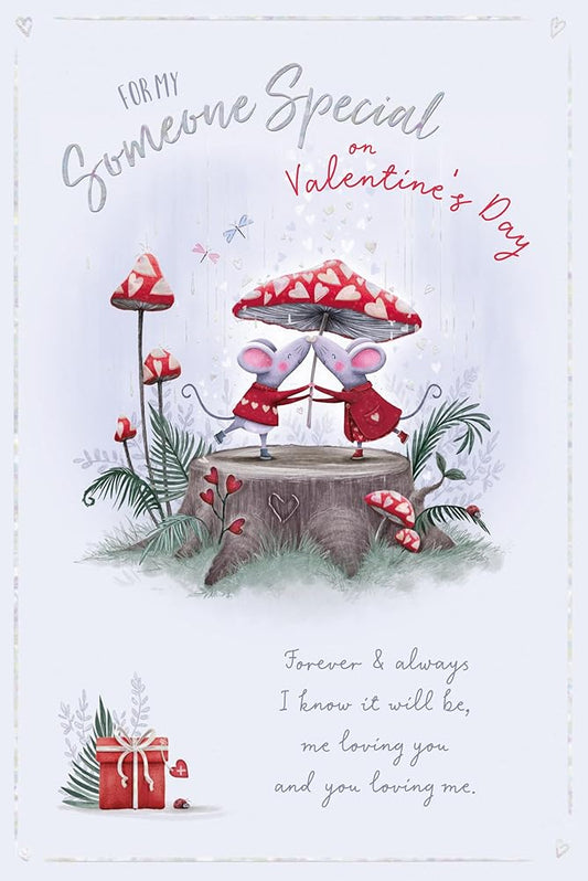 Mice Dancing Under Mushroom Someone Special Valentine's Day Card