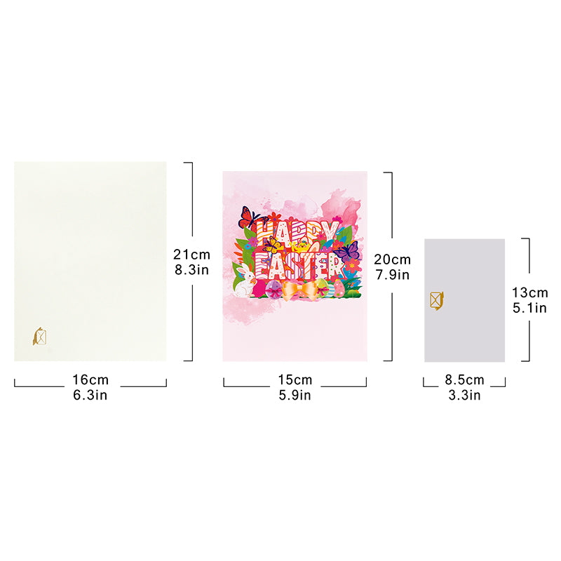 Colorful Ink Stripes Happy Easter 3D Pop Up Card - Kids Family Spring Festive
