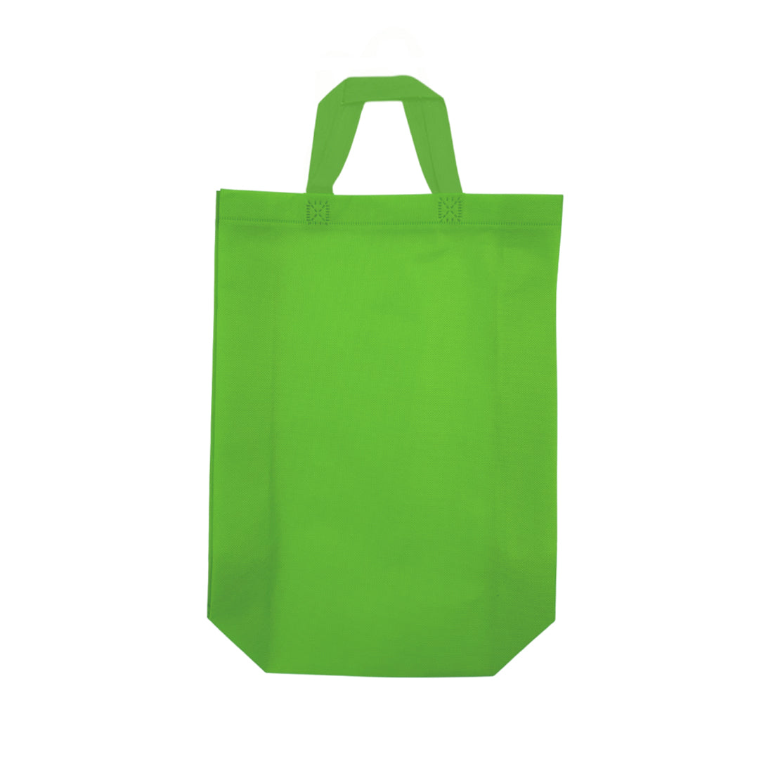 Pack of 100 Light Green Coloured 30x38x10cm Non-Woven Bags with Handle