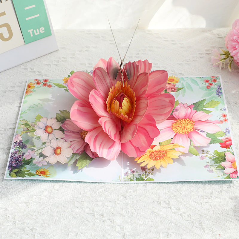 Hummingbird Whispers Pink Blossom 3D Pop Up Greeting Card