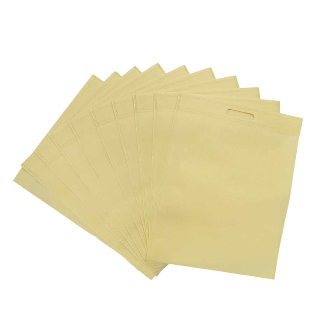 Pack of 100 Ivory Coloured 35x25cm Non-Woven Patch Handle Bags